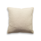 Product shot of the front of a decorative cushion which features a neutral textured fabric for simplicity and harmony.